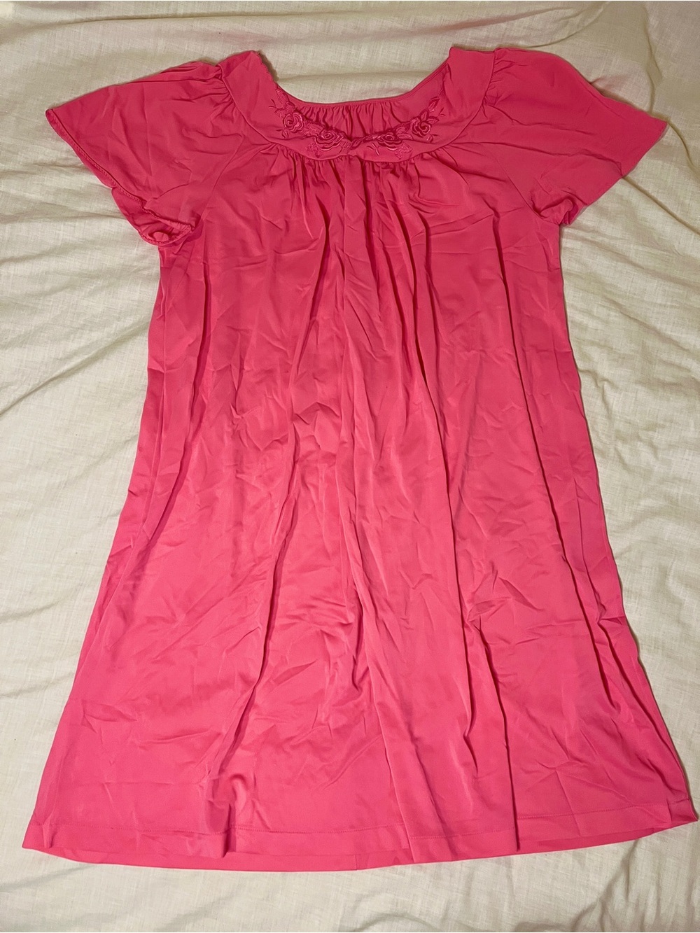 Vintage 60s Pink Nylon Nightgown Slip Dress
